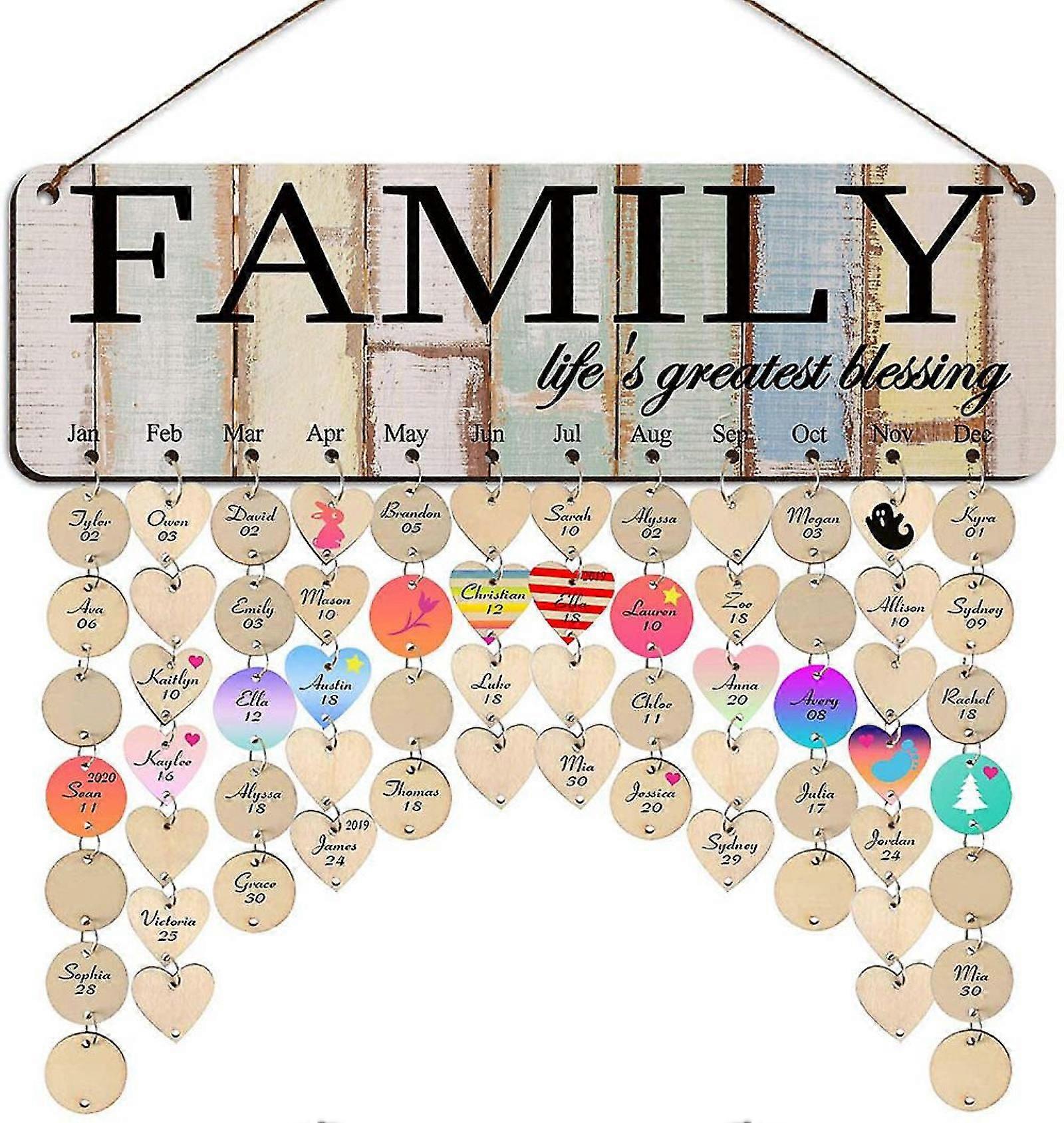 Black Friday Perpetual Birthday Calendar In. To Remember The Celebrations Of Family And Friends, The Dates Of Important Events. Natural Wood Wall Hang