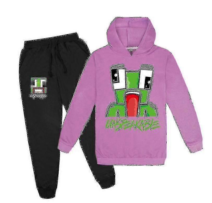 Outsäglig medelålders pojkar och flickor hoodie tröja + byxor set Q