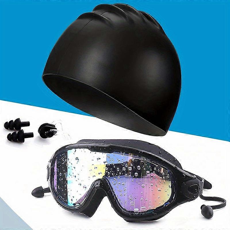 1 Set of Swimming Accessories: No Leaking, Full Protection Goggles with UV & Fog-Proof Technology for Men, Women & Youth - Includes Earplugs & Nose Cl