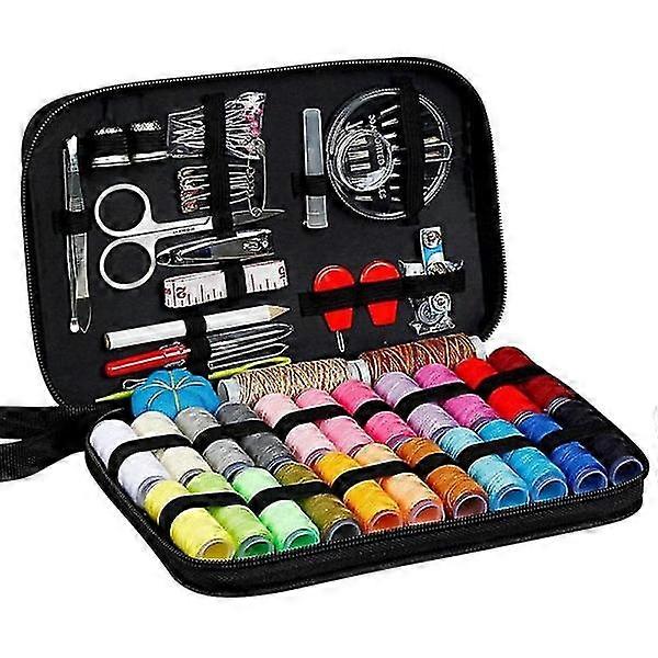 Sewing kit with Thread, needles, scissors, measuring tape, sprinkler etc. - 98 parts multi-colour