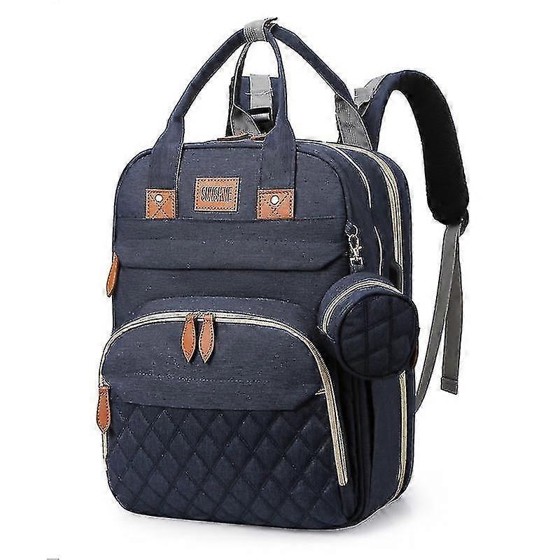 Syhww Baby Diaper Bag Backpack Travel Bassinet Changing Station Mat Portable Crib Tote dark blue