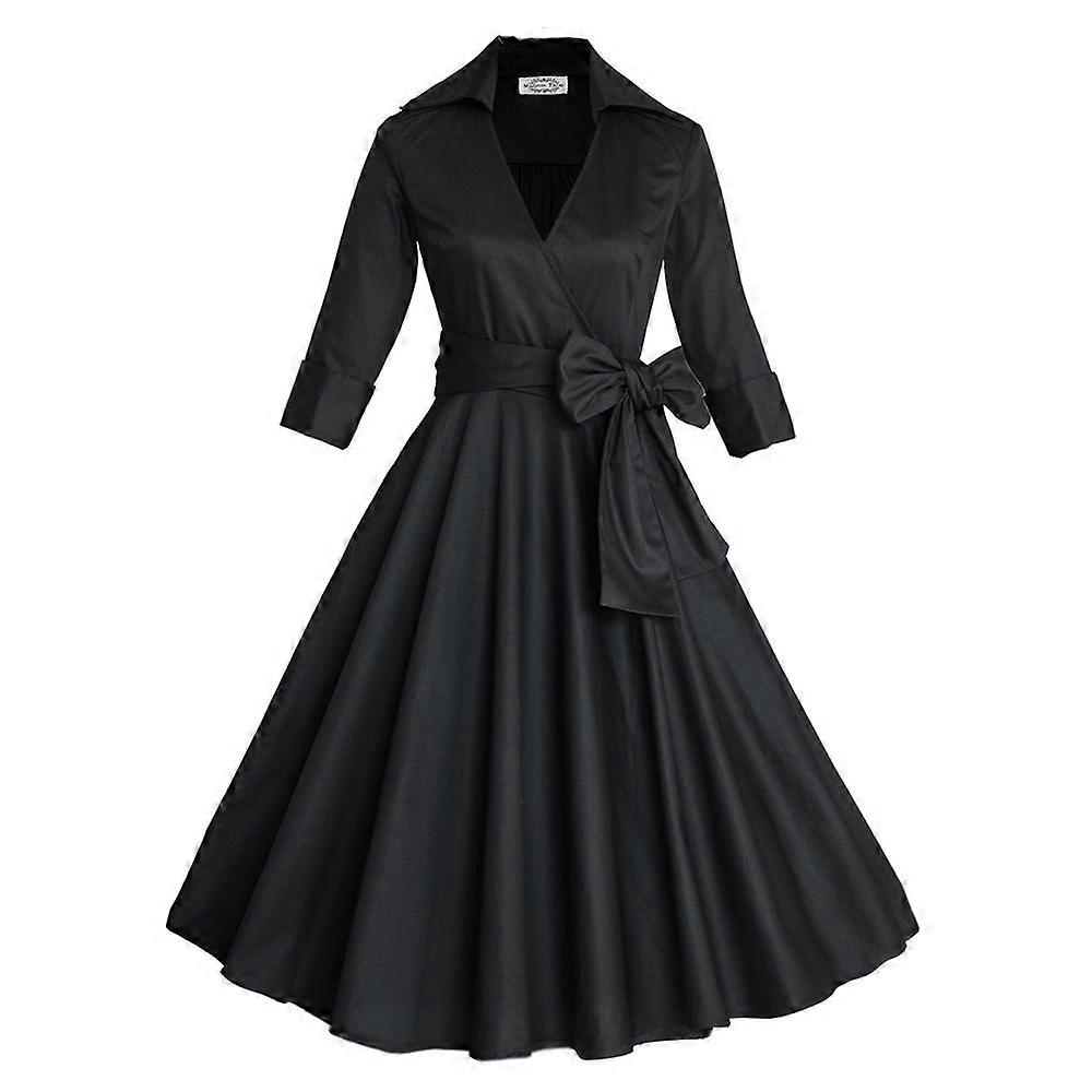 Hepburn Style A-line Robe Dot Big Peplum