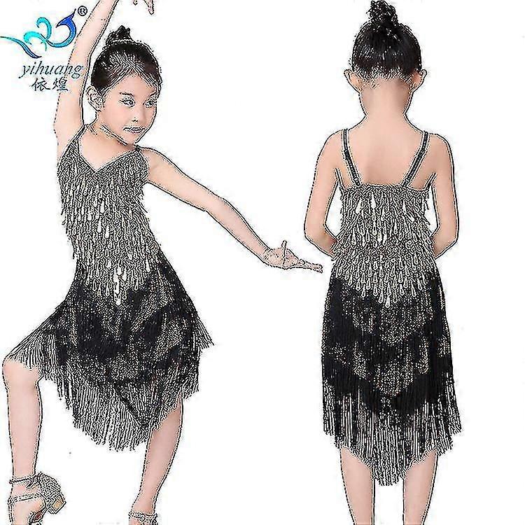 أطفال جدد أطفال الترتر ريشة هامش المرحلة أداء المنافسة قاعة الرقص زي اللاتينية