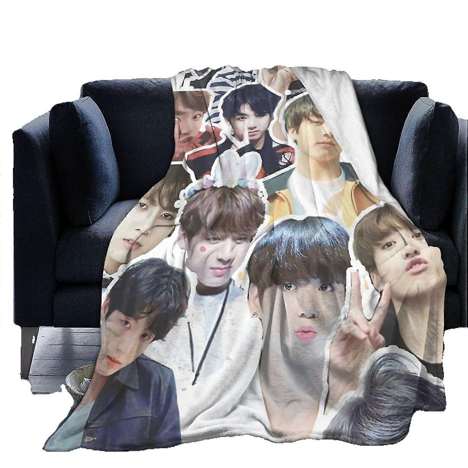 Jungkook Jeon Jung Kook Soft and Comfortable Warm Fleece Blanket for Sofa,Office Bed car Camp Couch Cozy Fluffy Plush Throw Blankets Beach Blankets-D6