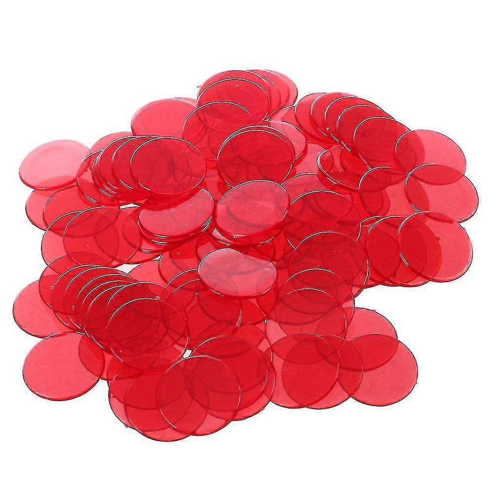 100pcs Clear Red Plastic Bingo Chips 1.9cm