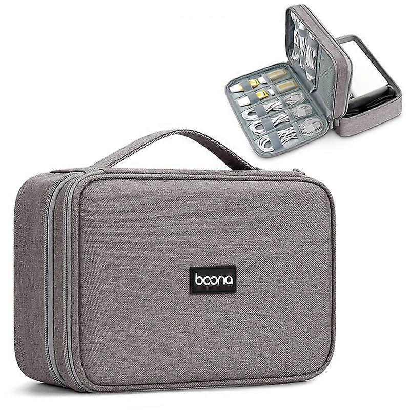 Baona Digital Storage Bag, Spec: 2-layer Box (Brown Gray)