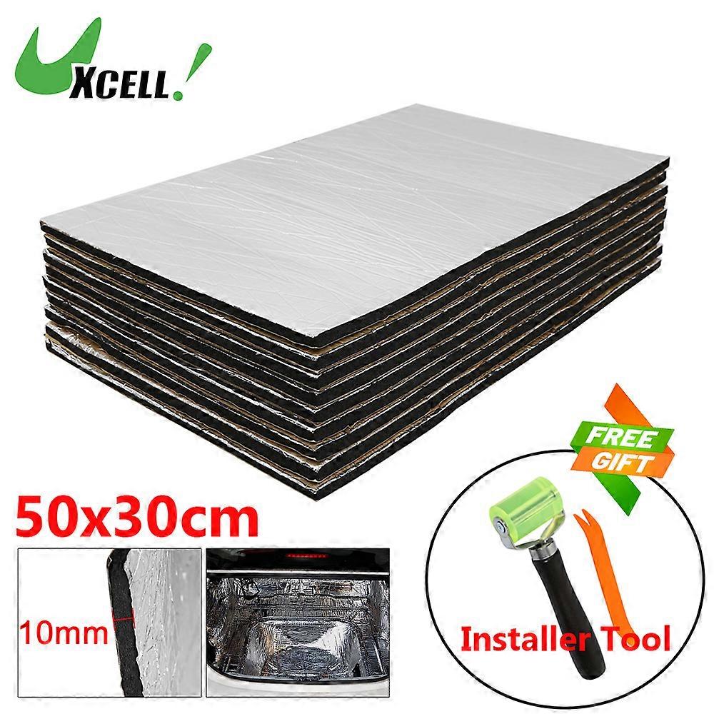 Car sound insulation carpets, sound insulation mat for door hood, engine, thermal sound damping sheet, 10mm, 9 parts, 50x30cm, with installation tool