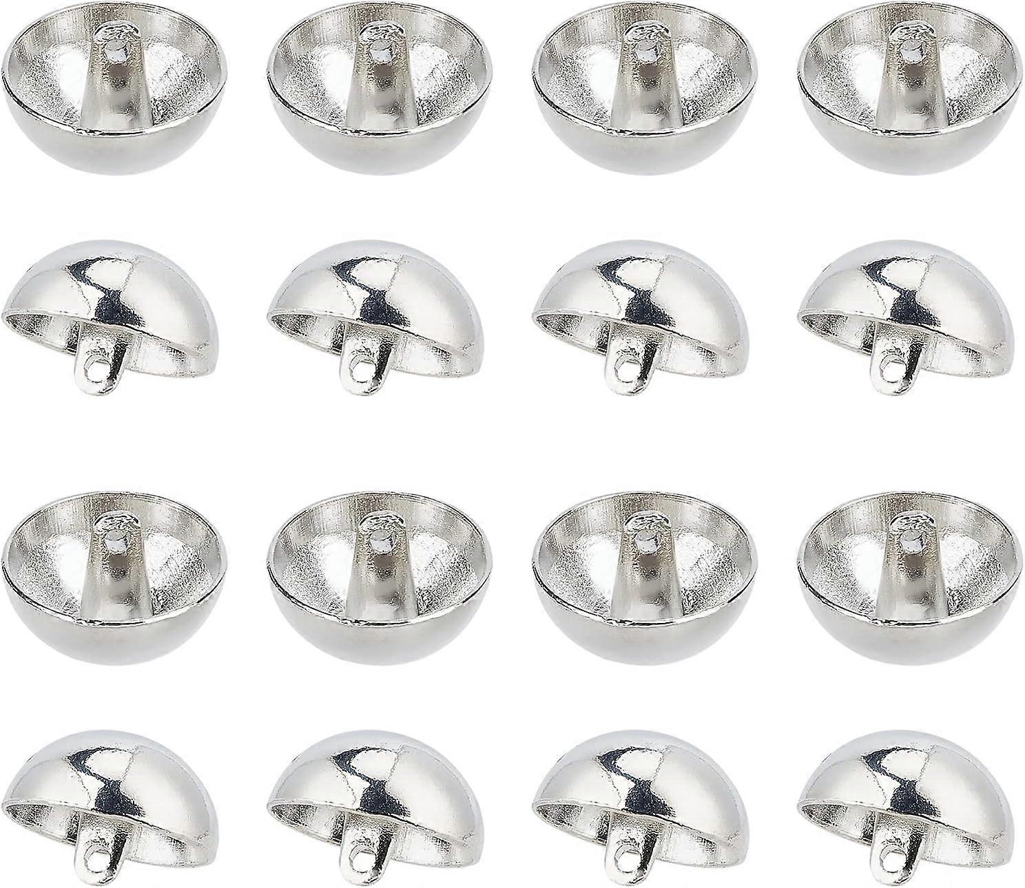 20Pcs Alloy Shank Buttons 1-Hole Dome/Half Round Platinum 20x14mm Hole: 2mm