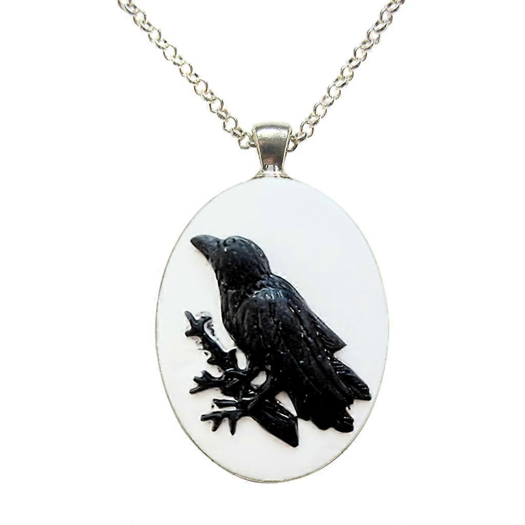 Karga Kolye Kolye Dantel Oval Charm Klavikula Zinciri Gotik Kuzgun Takı Kuzgun Gerdanlık Kolye Korumaları Zincir