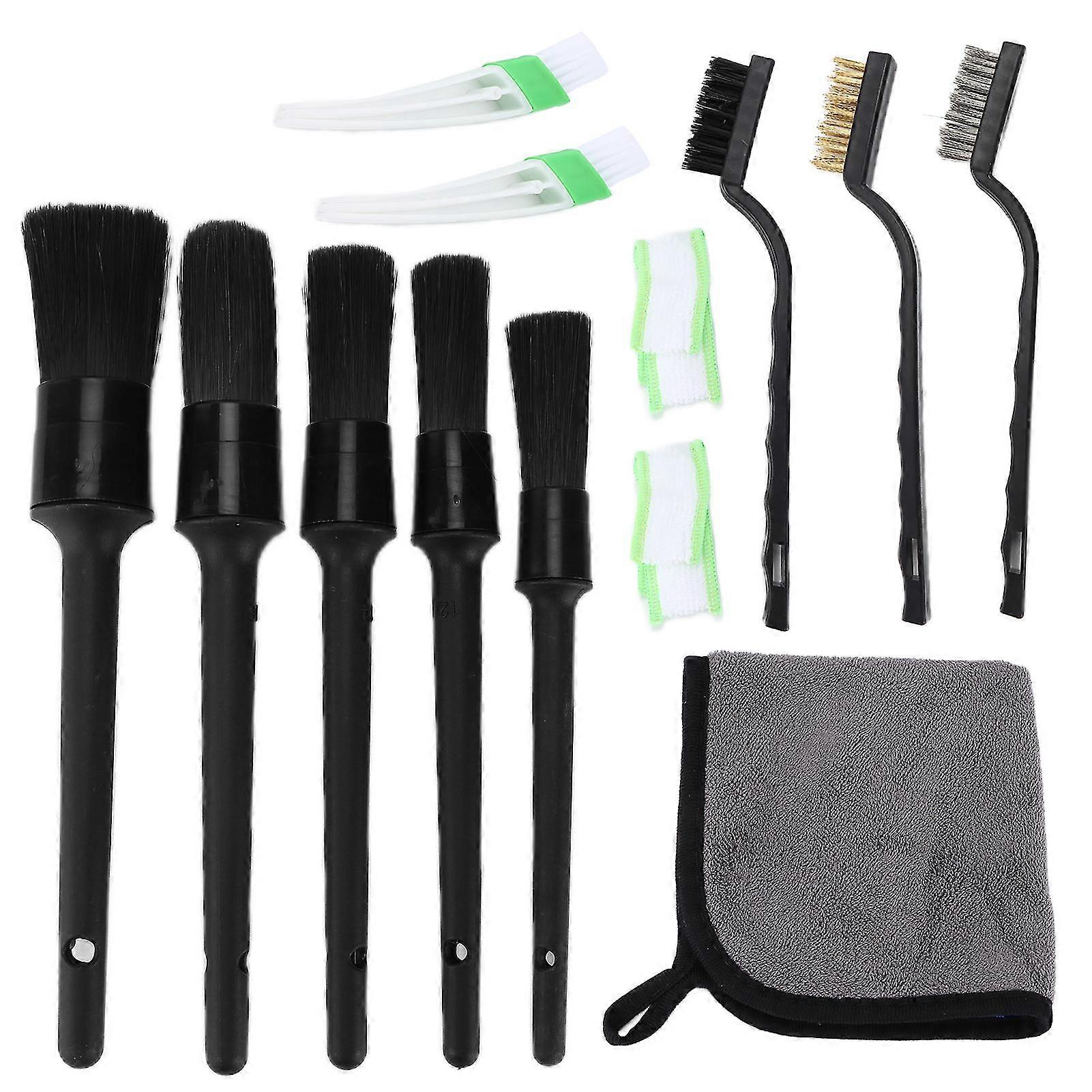Car Cleaning Detailing Brush Set Different Sizes Double Head Design with Thick Drying Towel