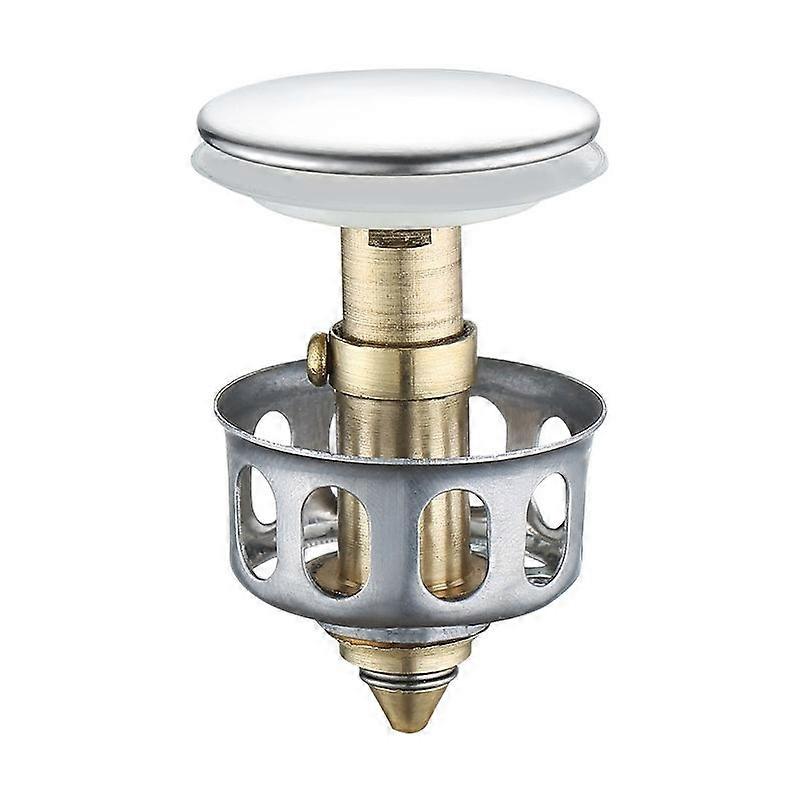 Universal Basin Strainer,Stainless Steel Bounce Core Basin,Basin Sink Strainer,Drain Plug with Strainer with Basket,for Kitchen Bathroom,35mm