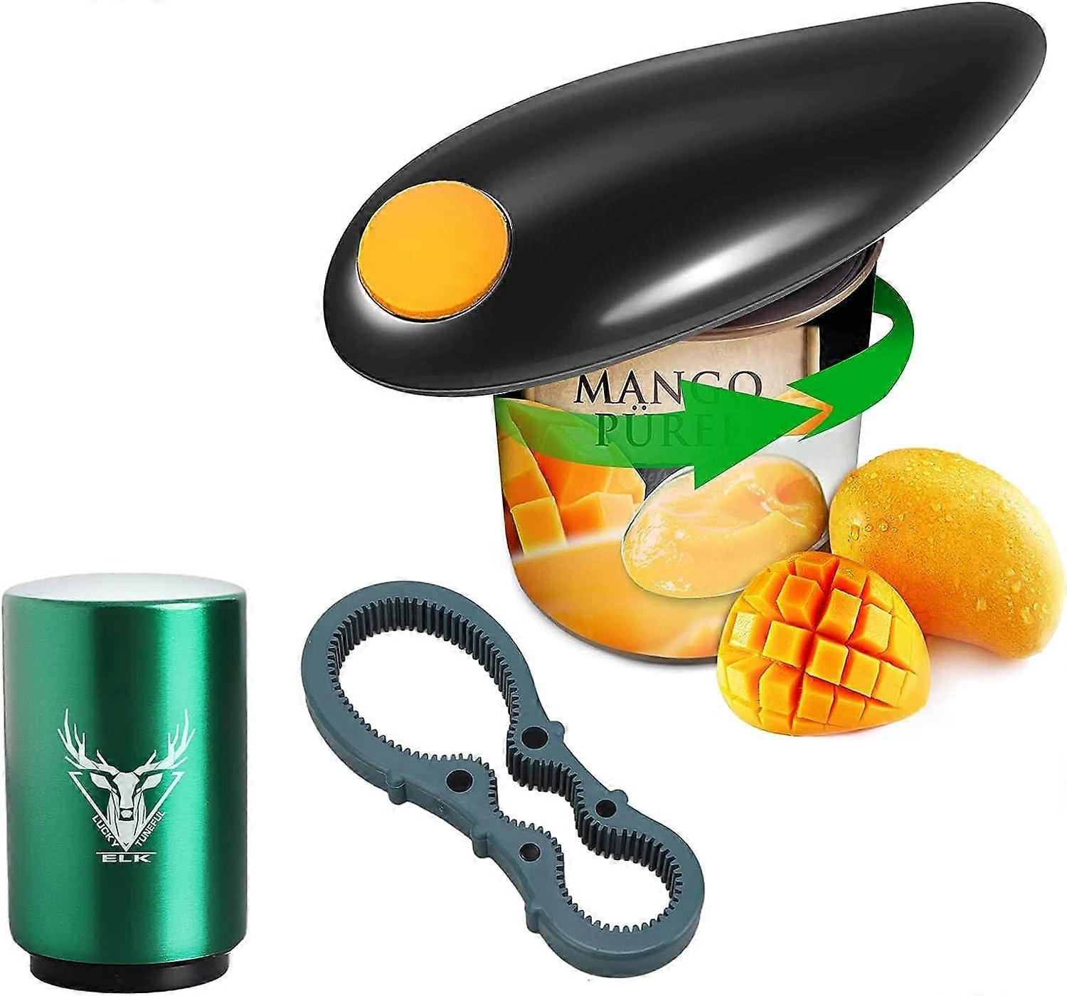 One Touch Can Opener, Electric Tin Opener, One Touch Switch, Safe Smooth No Sharp Edges Can Opener for Almost Size Can, Kitchen, Old Man, Restaurant C