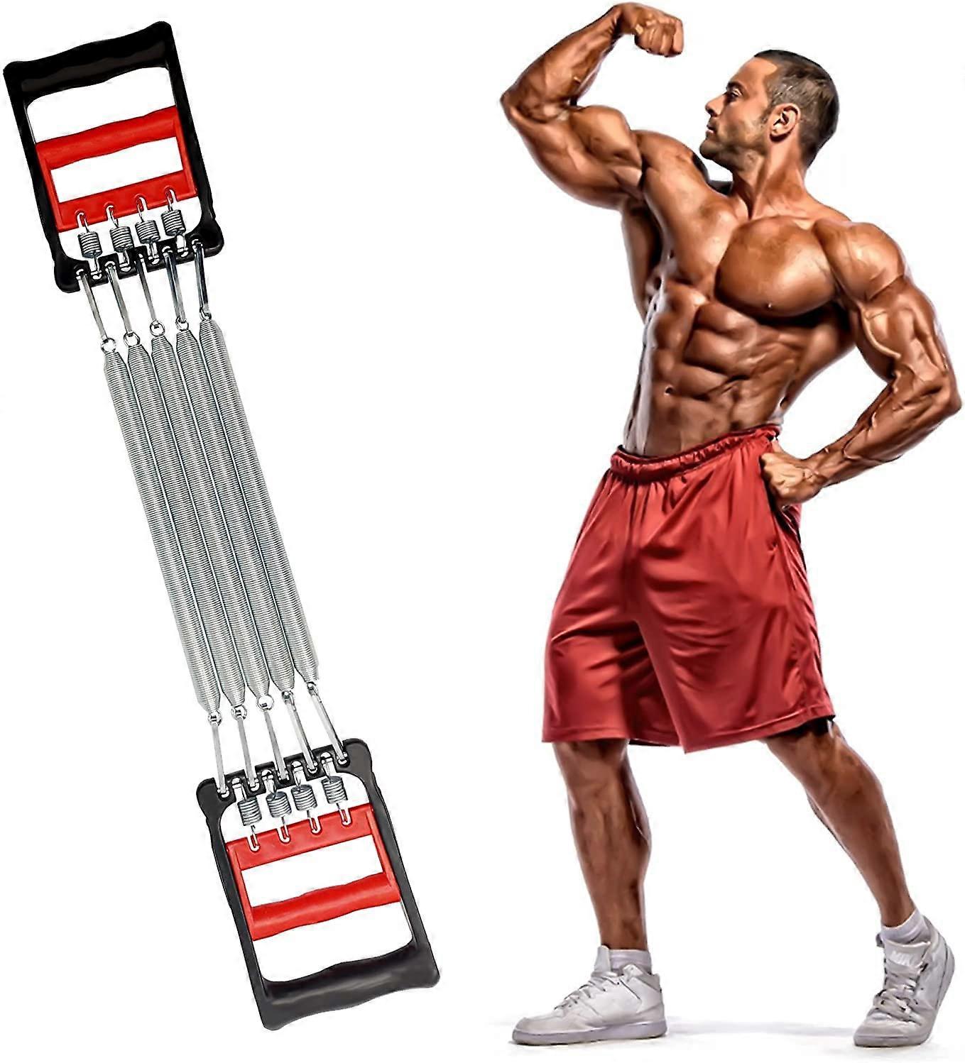 Chest Expander, Upper Body Puller, Adjustable Arm Muscle Exerciser with 5 Strings, Spring Extender