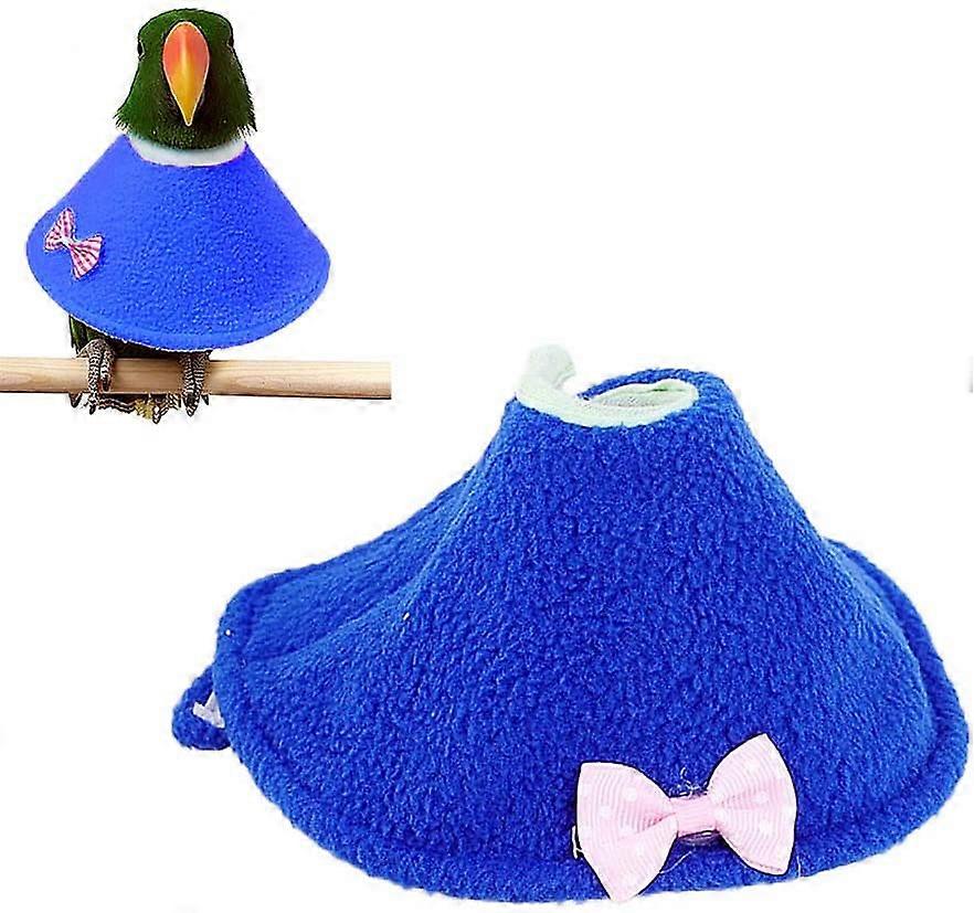 Adjustable Bird Parrot Cone Collar, Bird Anti-Bite Collar Recovery Collar to Help Wound Heal (XS, Blue)