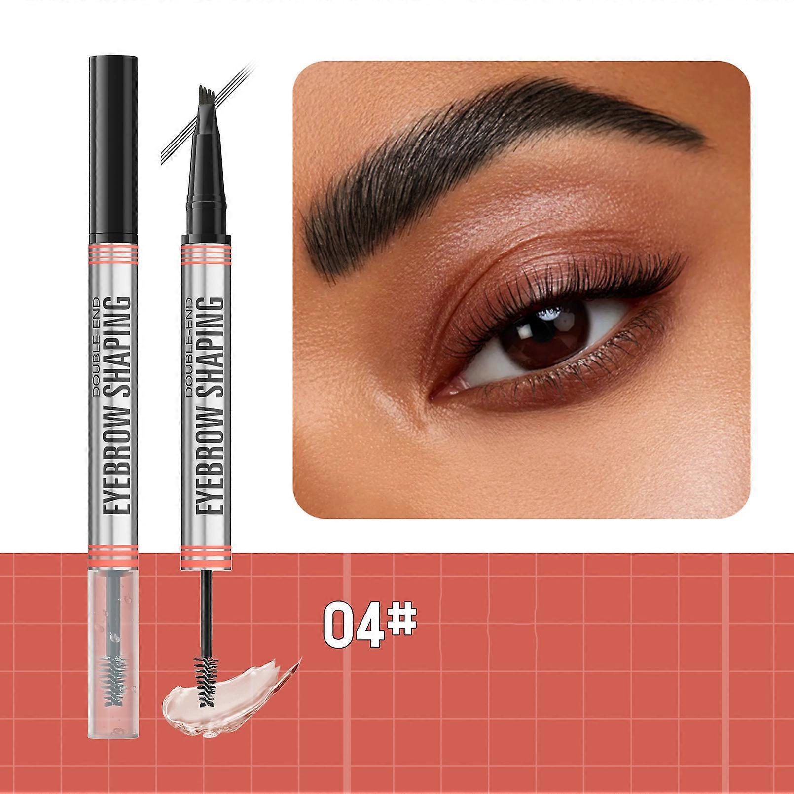 Dual-End 4-Prong Eyebrow Pencil and Gel  2-in-1 Waterproof, Smudge-Proof Brow Definer