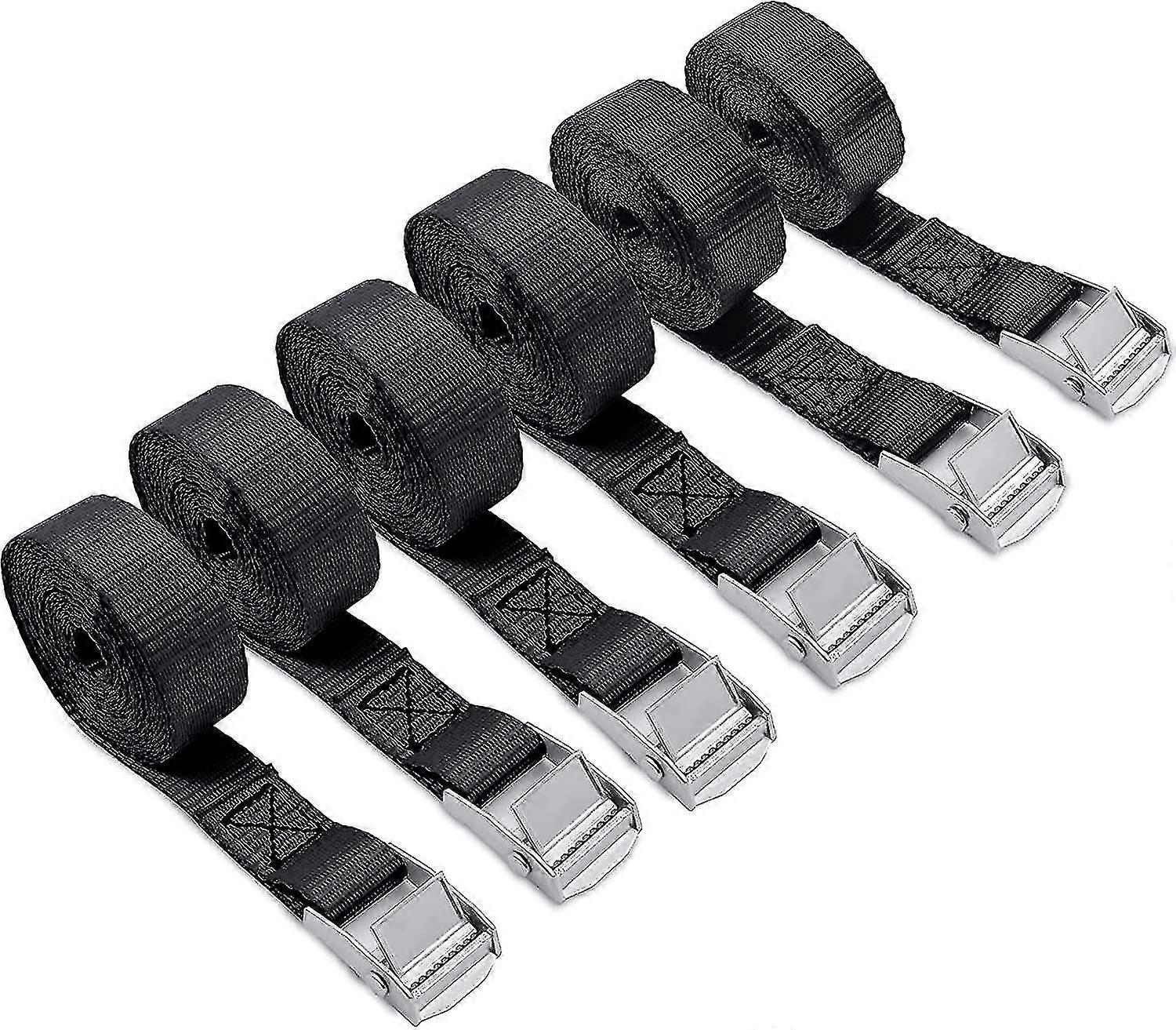 Lashing Straps 40cm-pack Of 6 Short Black Tie Down Straps With Clamp Lock For Motorcycle Bicycle Carrier