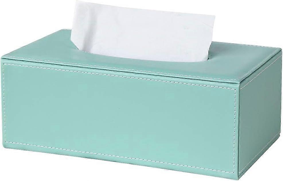 Boîte de mouchoirs rectangulaire en cuir (vert menthe)