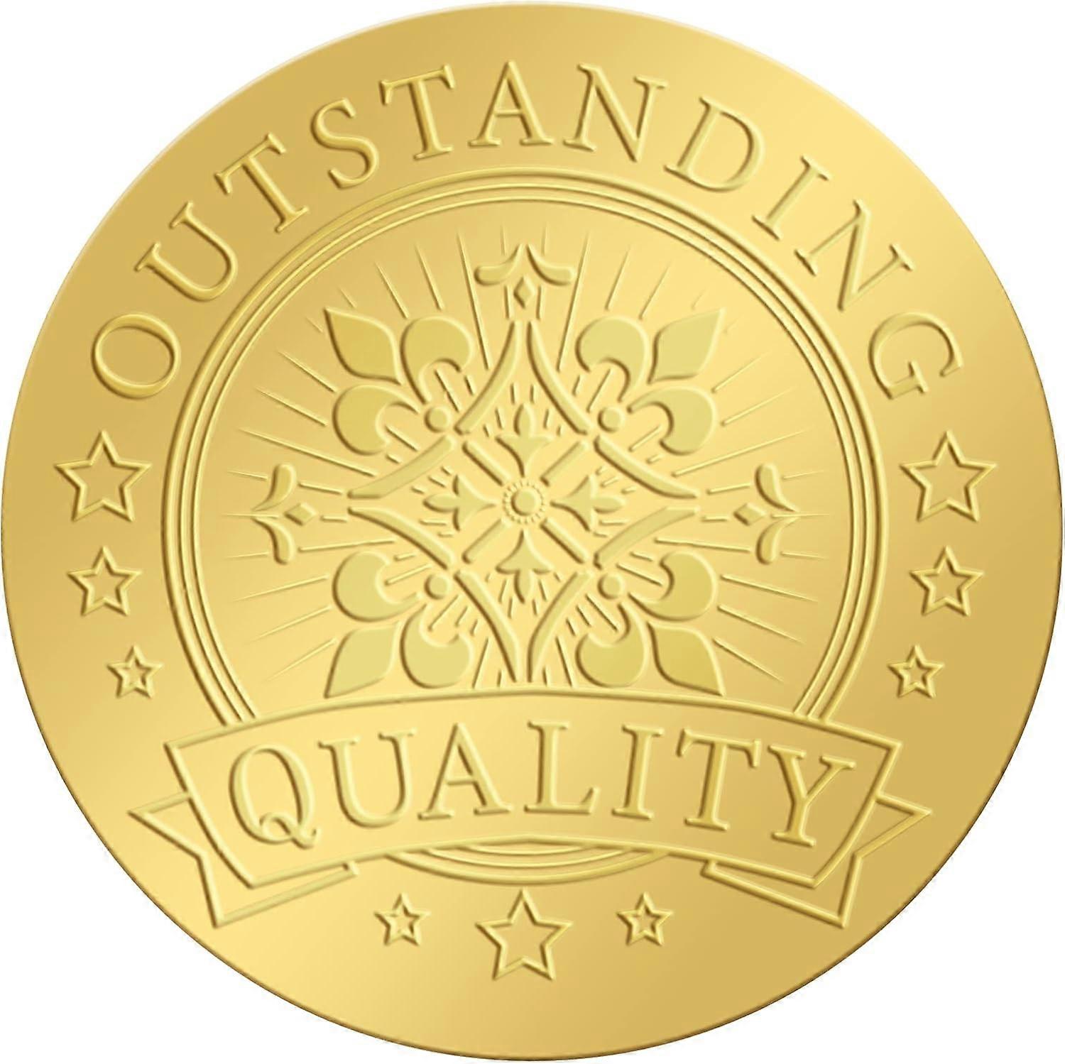 2 Inch Gold Embossed Envelope Seals Stickers 100pcs Round Adhesive Gold Foil Seals Stickers Medal Decoration Label for Wedding Invitations Certificati