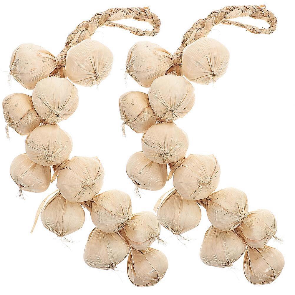 2pcs Hanging Fake Garlic Strings Decorative Garlic Hanging Strings Photo Props
