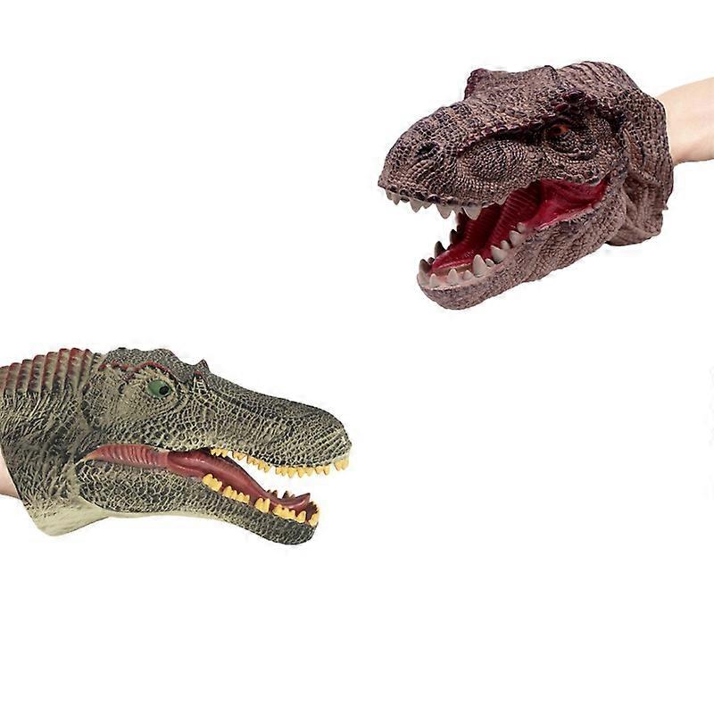 Dinosaur Hand Puppets Soft Rubber Realistic Dino Head Glove2 Pack