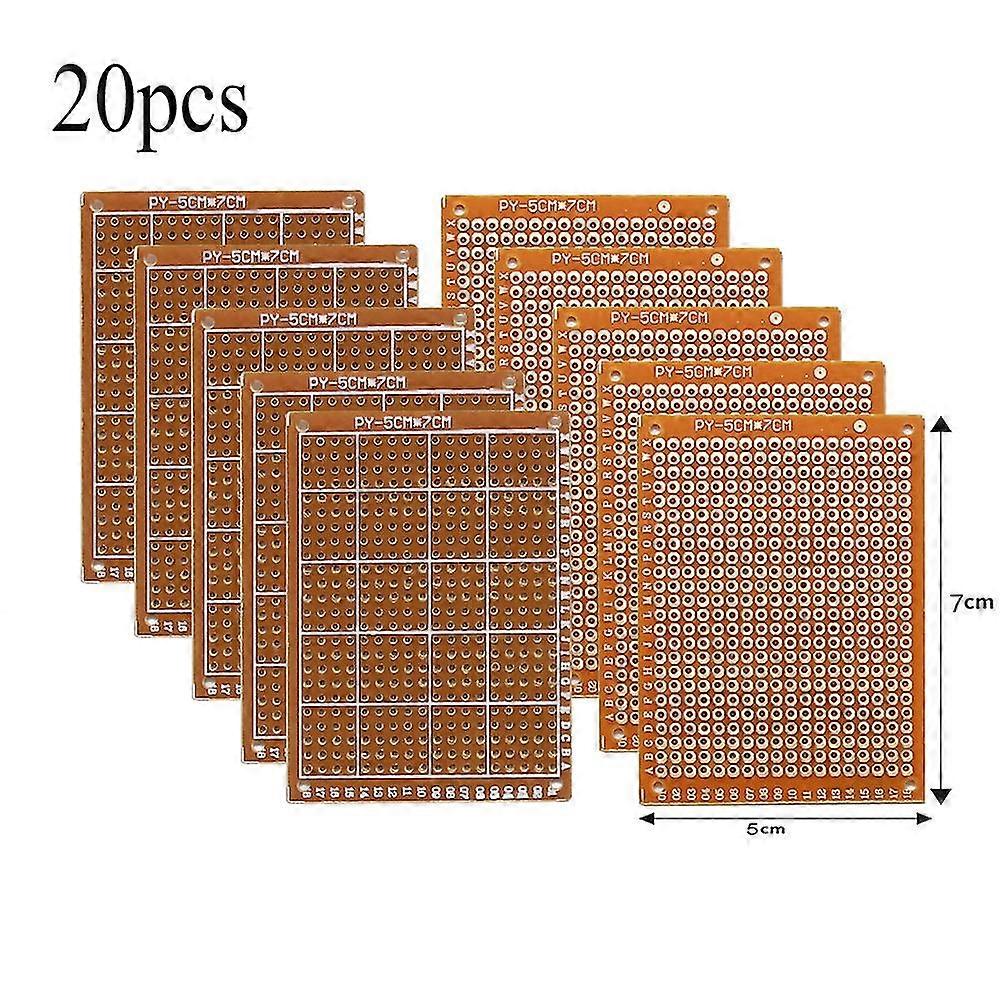 20 Pcs Copper Perfboard Paper Composite Pcb Boards 5 Cm X 7 Cm Universal Breadboard Single Sided Printed Circuit Board