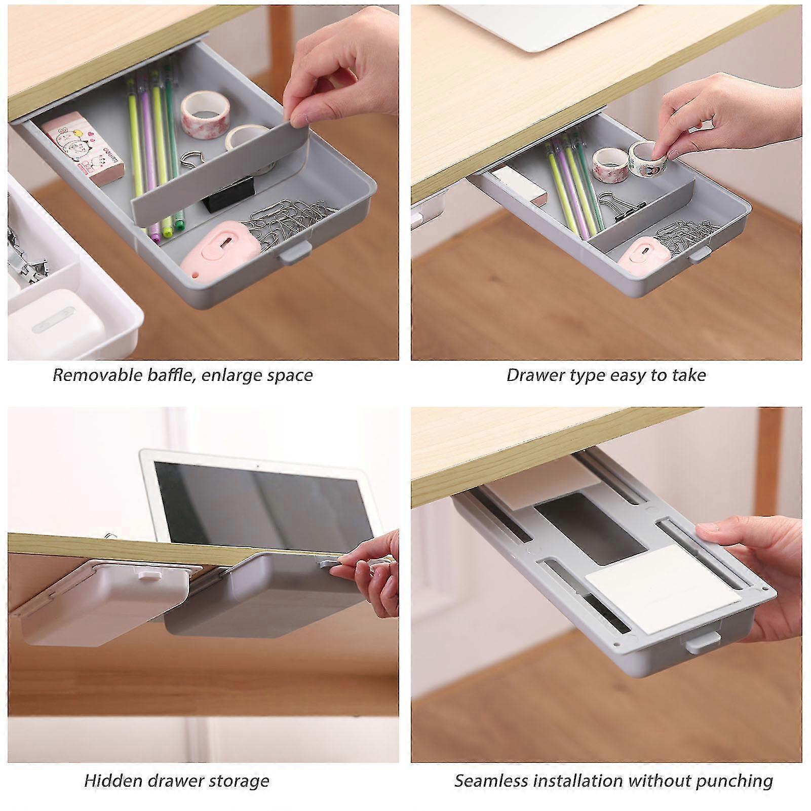 Under Desk Storage Drawer Self-adhesive Organiser Box For Office School Home