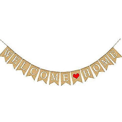 Welcome Home Banner Bunting, 3m Rustic Burlap Bunting Banner, Welcome Home Decoration Family Party Banner