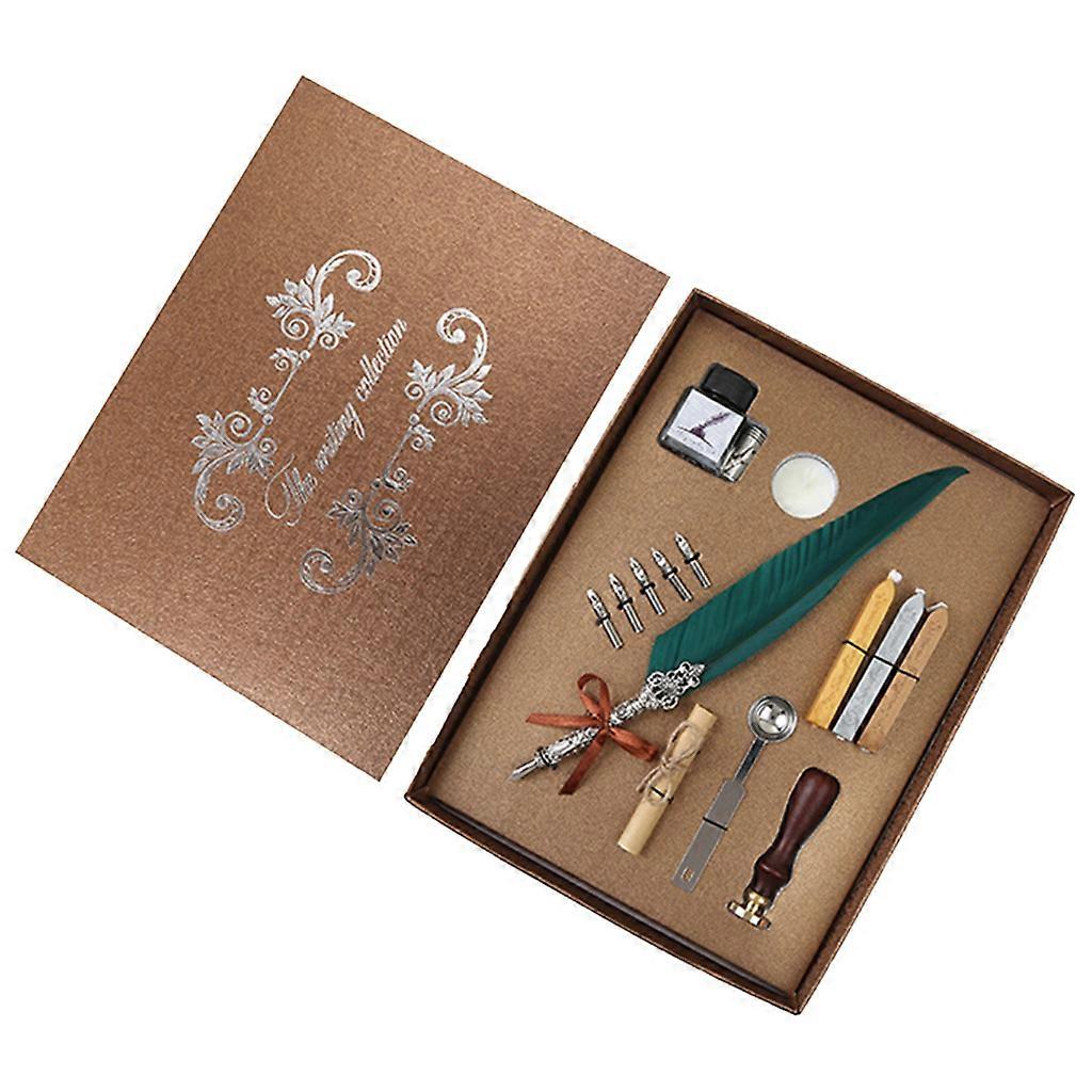 Retro Gothic Style Quill Pen Set Retro Wax Seal Stamp Kit Calligraphy Pen Set
