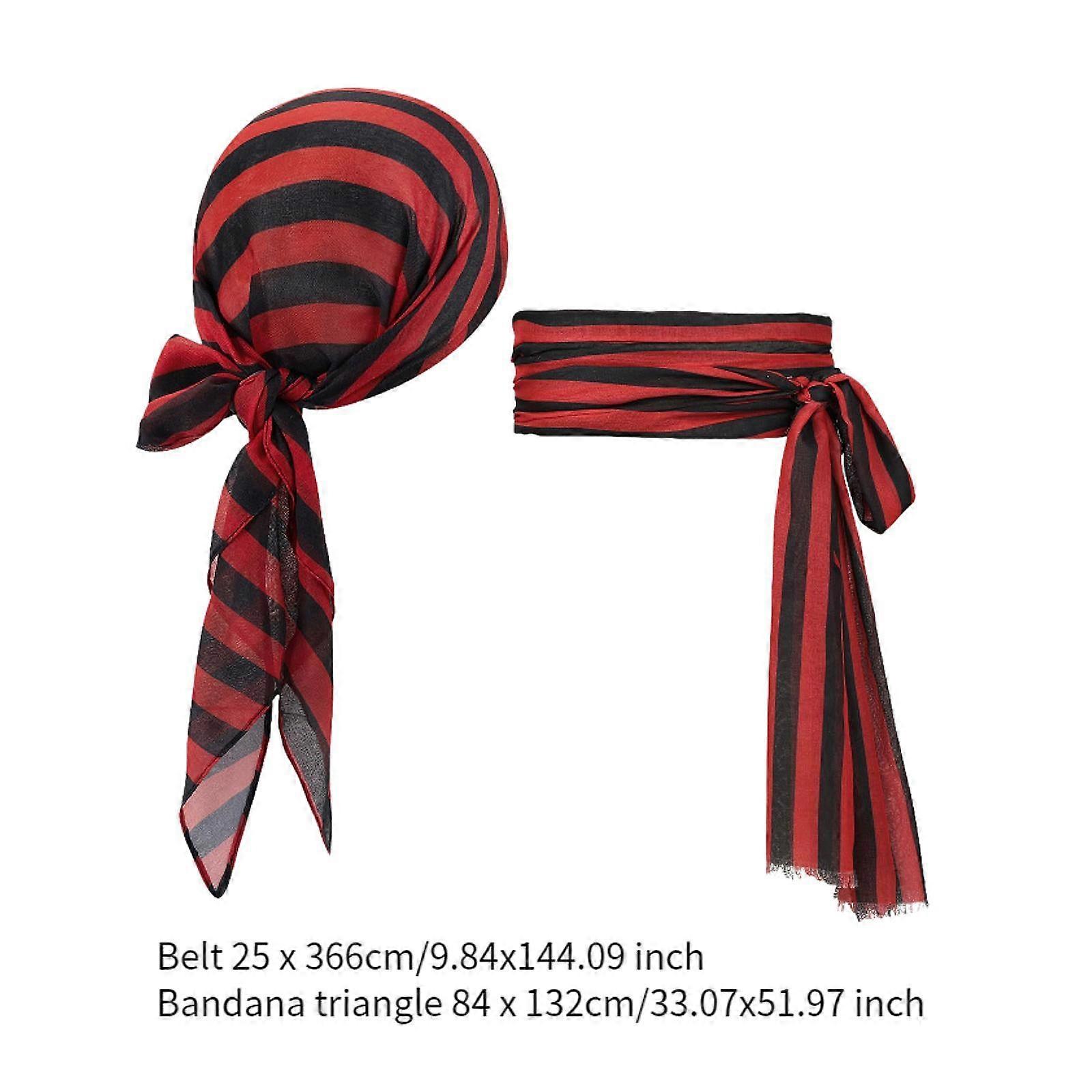 Halloween Pirate Costume Set Turban Sash Waist Belt for Women