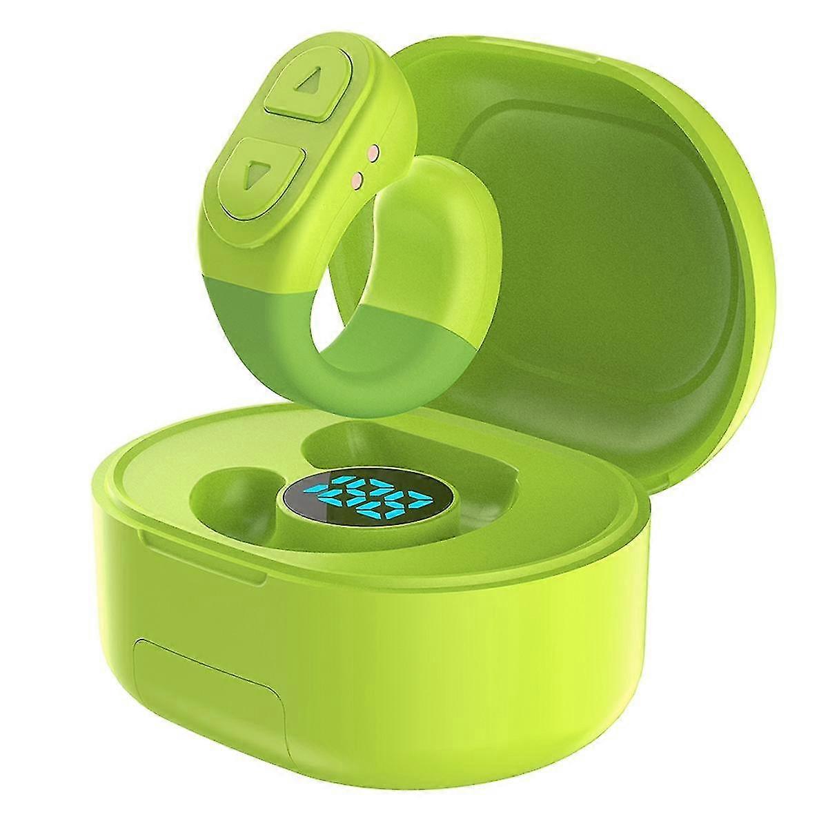 Scrolling Ring Remote Bluetooth Page Turner Clicker With Digital Charging Case For Ios Android Phone-green