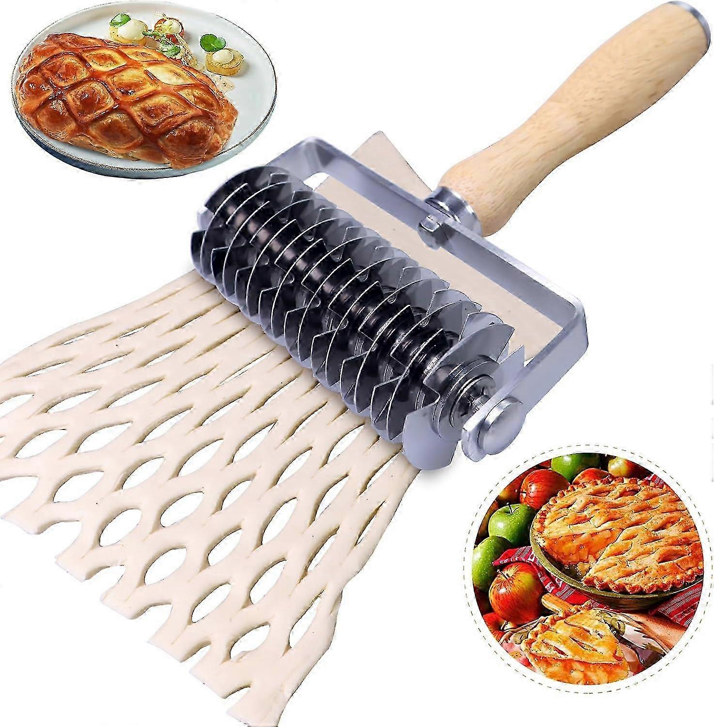 Dough Lattice Roller Cutter Stainless Cookie Pastry Roller Cutter Baking Tool,100% New