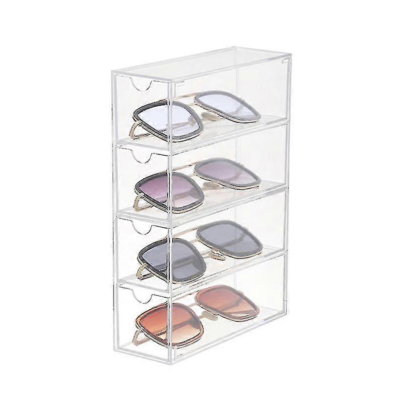 Glasses Storage Box 4 Layers Large Glasses Organizer Box Multifunctional Cosmeti