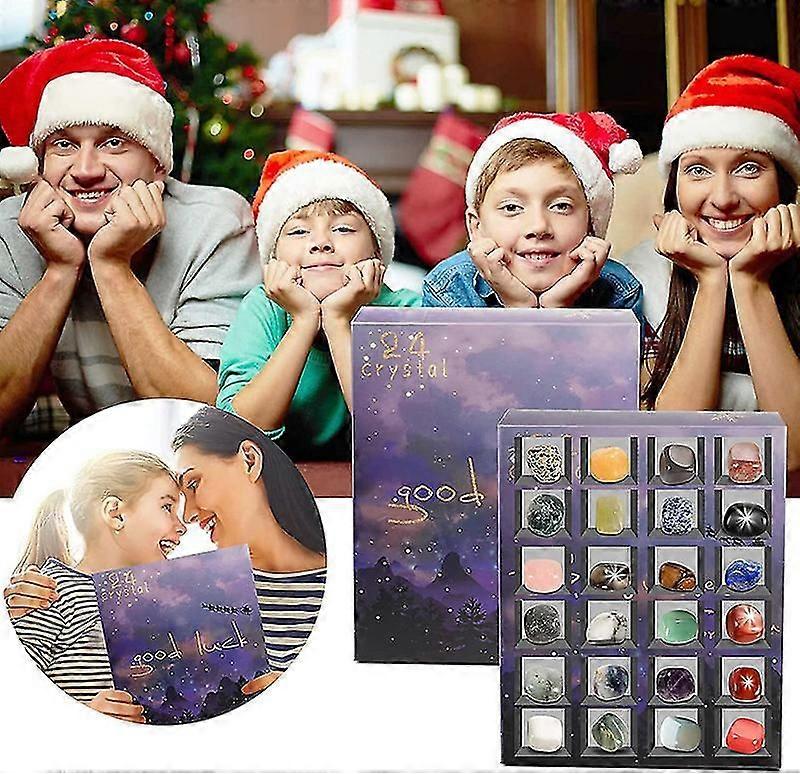 Christmas Mineral Colorful Stone Christmas Advent Calendar 24 Blind Box Christmas Gift