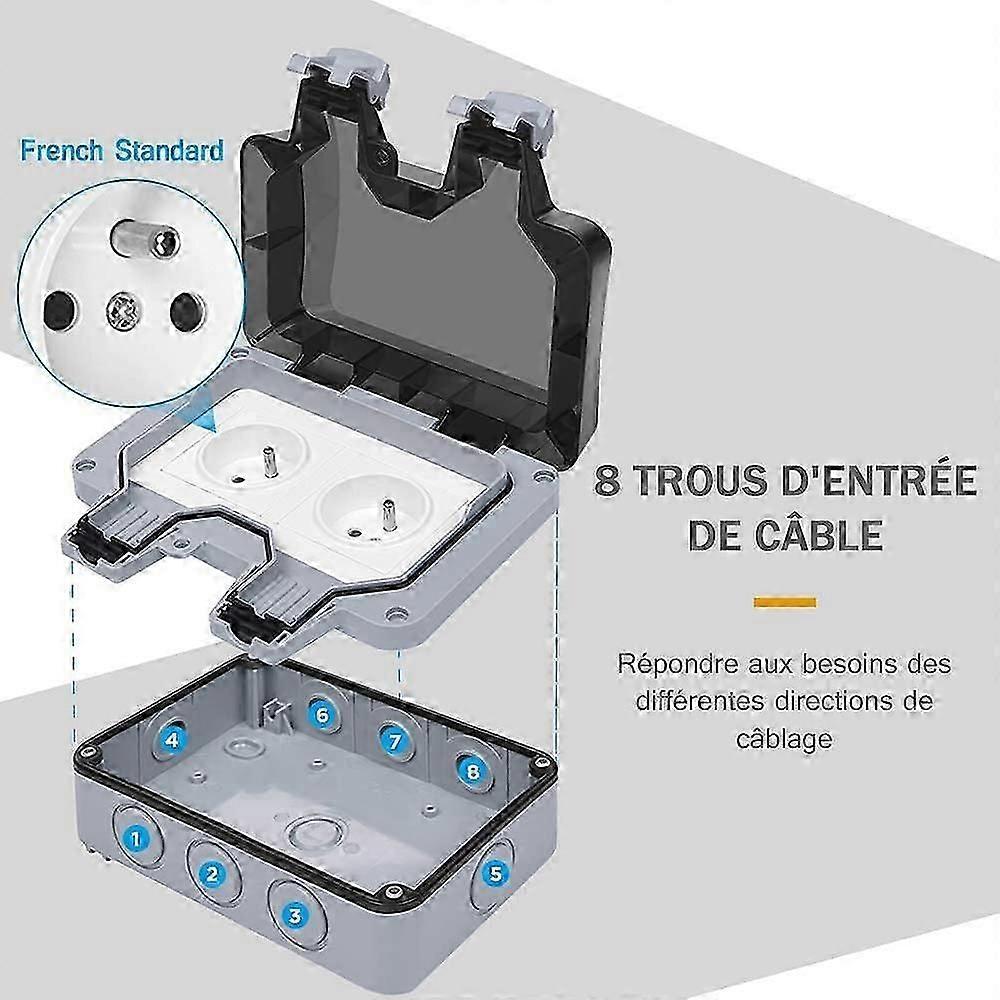 Waterproof Socket Double Outdoor Electrical Outlet IP66 Waterproof Wall Socket 16A