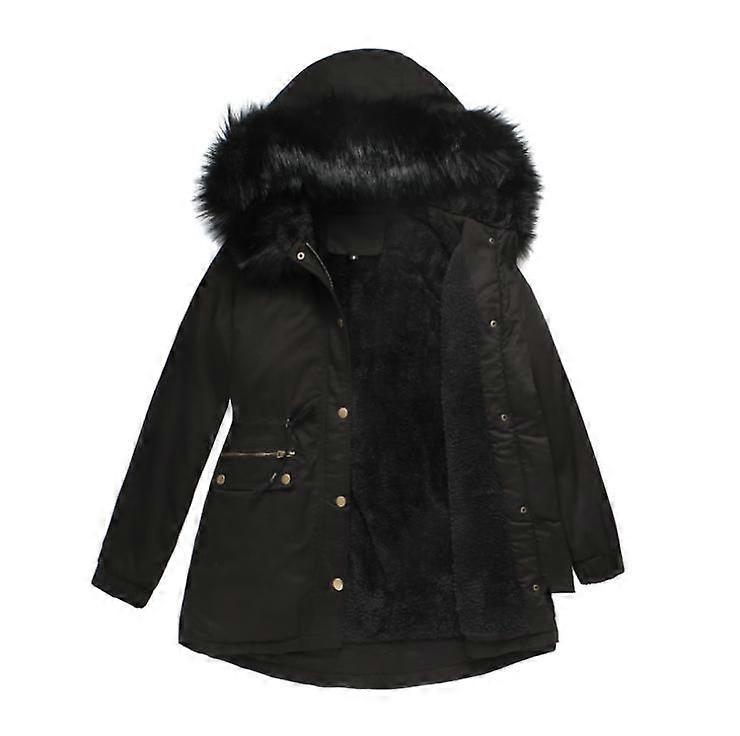 Womens Quilted Winter Coat Fur Collar Hooded Down Jacket