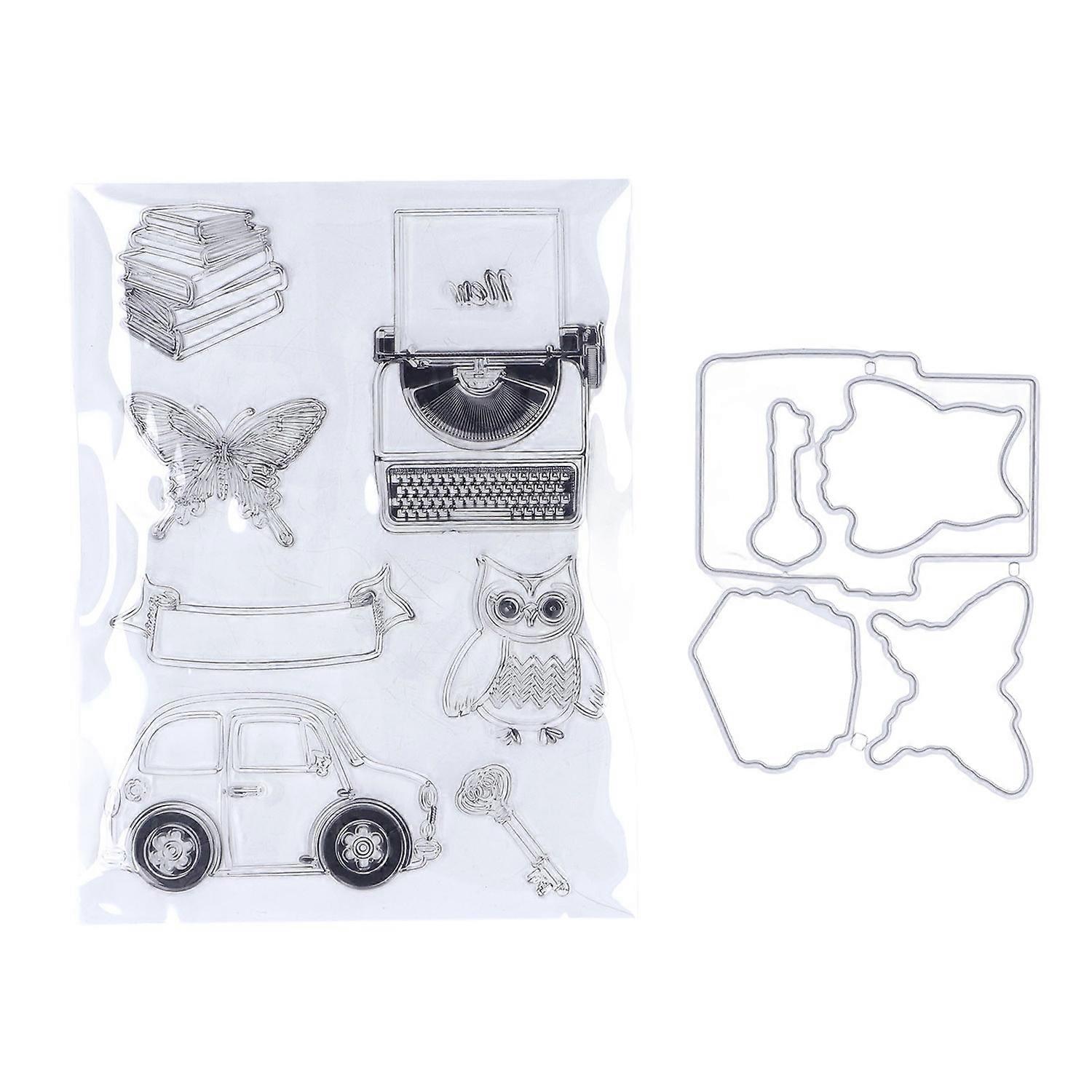Clear Stamps Clear Imprint Typewriter Car Owl Pattern Card Making Stamps Recyclable Decorative Stamp