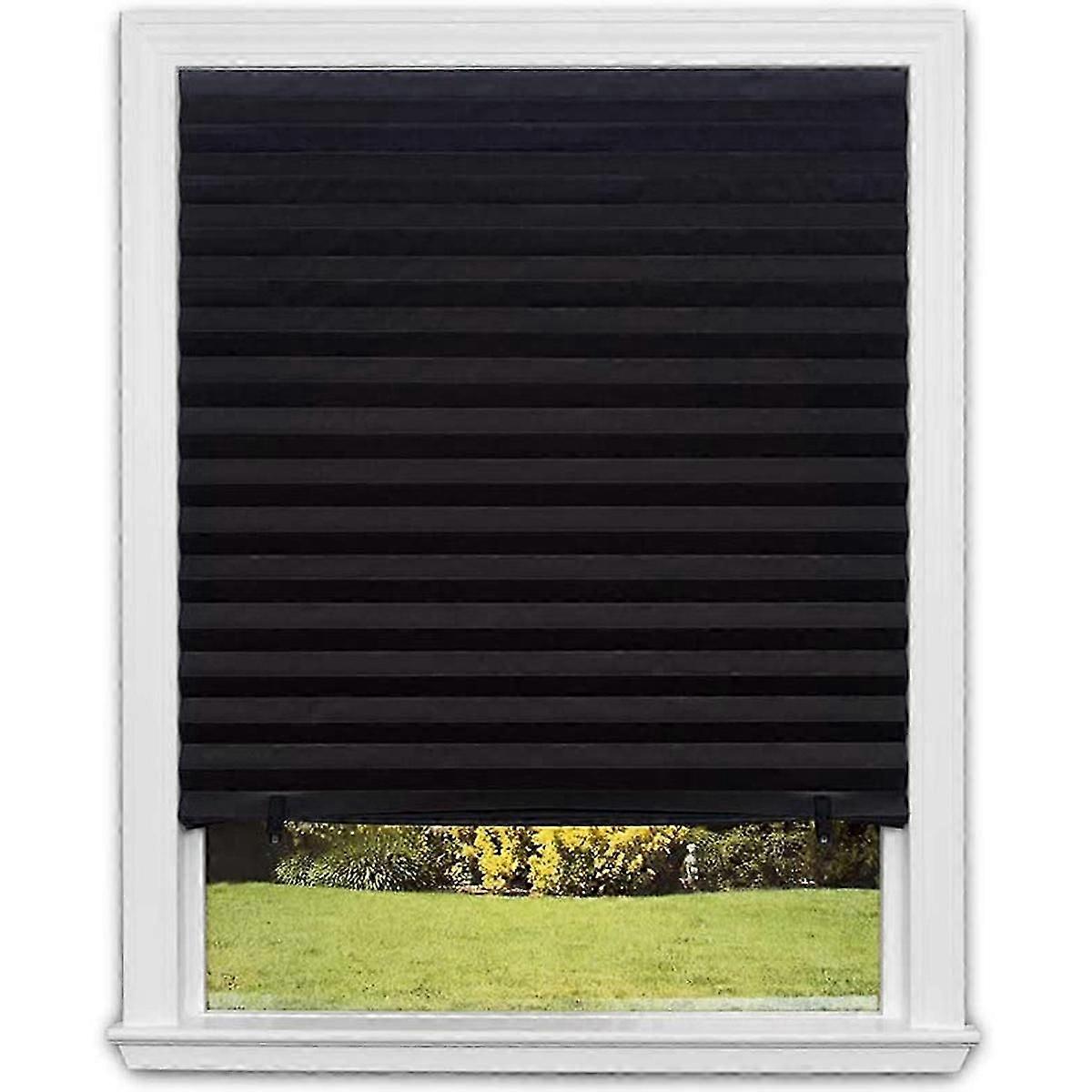Blackout Pleated Paper Shade, 36"x72" - Cordless Temporary Window Blinds for Room Darkening, Easy to Cut and Install (Black)
