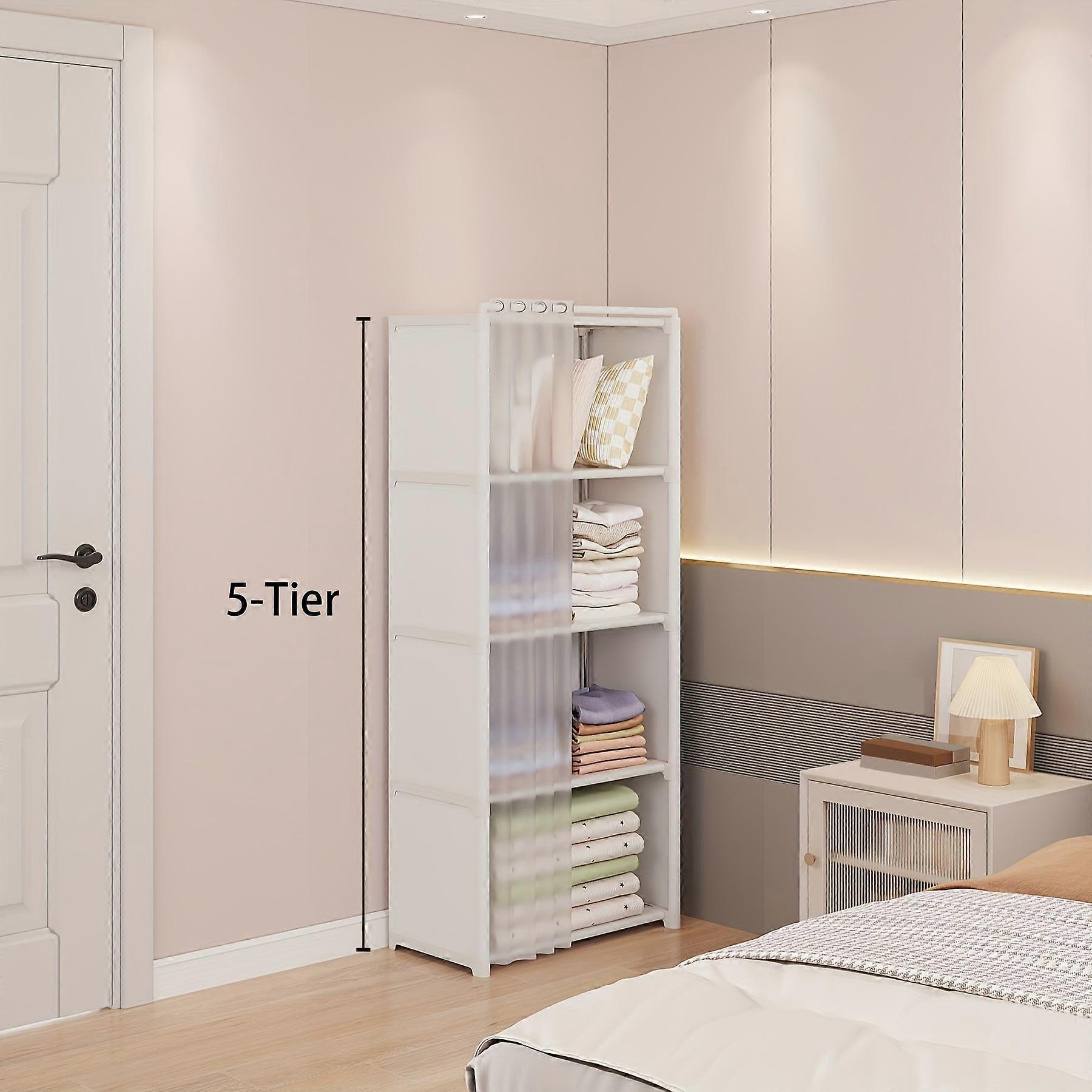 1pc Multi-Layer Easy-to-Assemble Book Storage Rack, Household Simple Clothes Storage Wardrobe, Multi-functional Dustproof