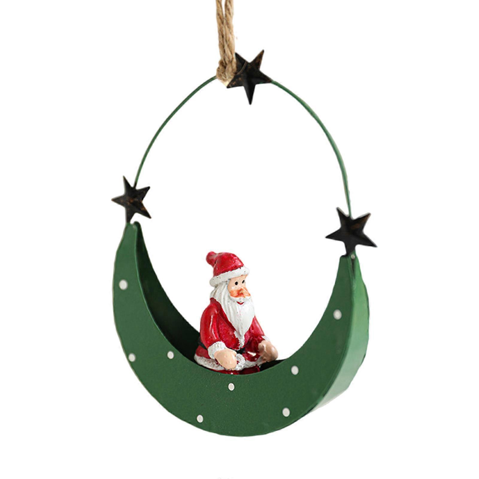 Elegantes Mondboot Hängendes Ornament Handgemachtes Eisen Mondboot Weihnachten Hängende Dekoration für Urlaub Accessoire Grün
