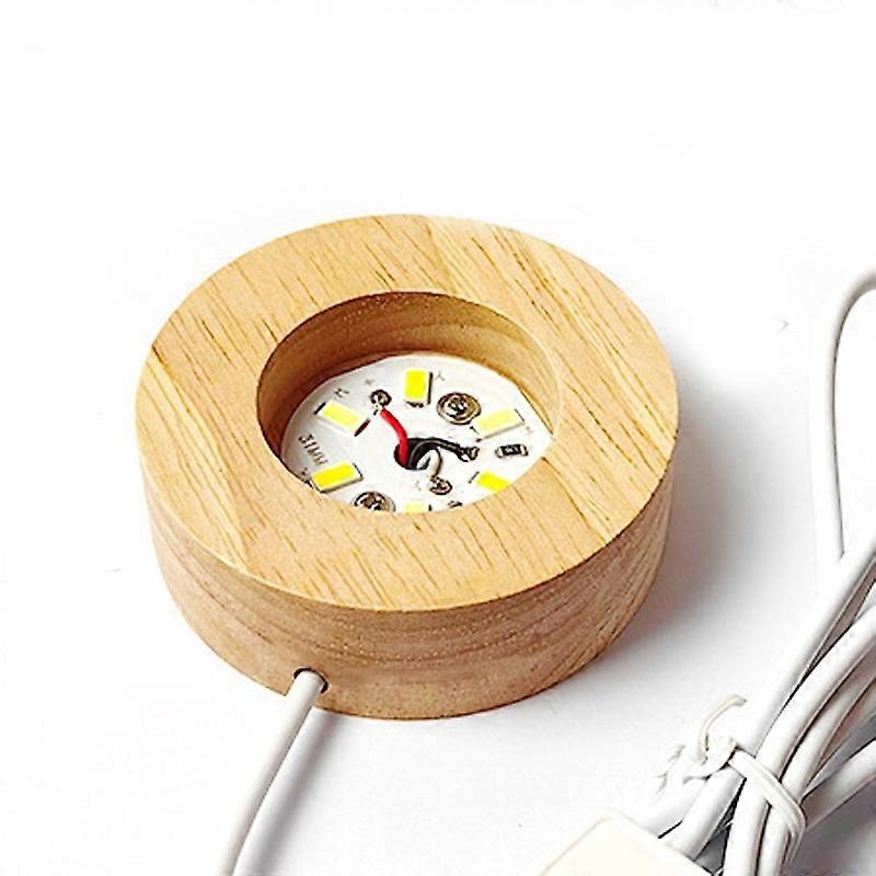 6x2cm LED Light Wood Base Round,Warm Light