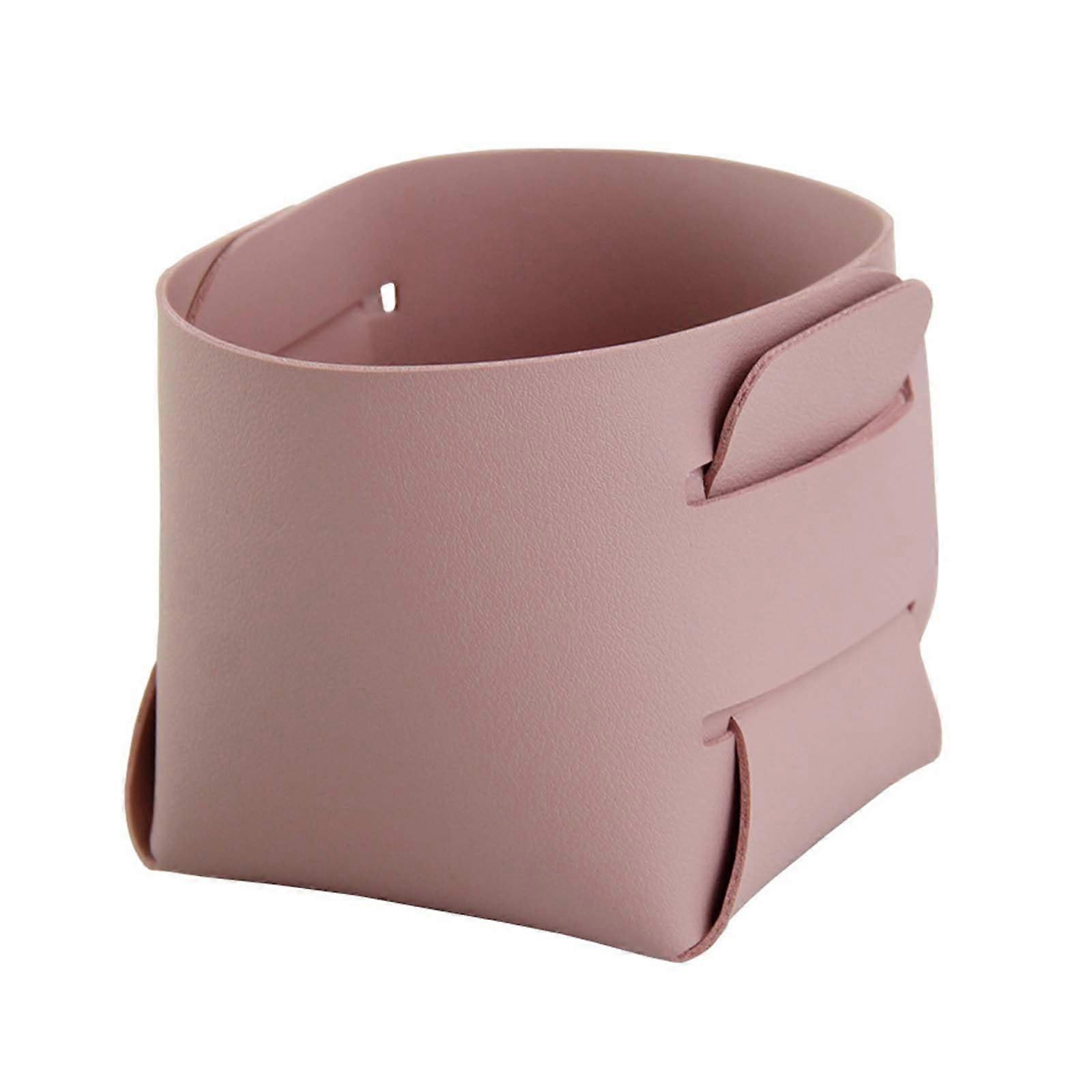 Mini Leather Pen Holder and Makeup Brush Organizer for Desktop Office, Compact Style, Multi-Functional Storage, Elegant Design
