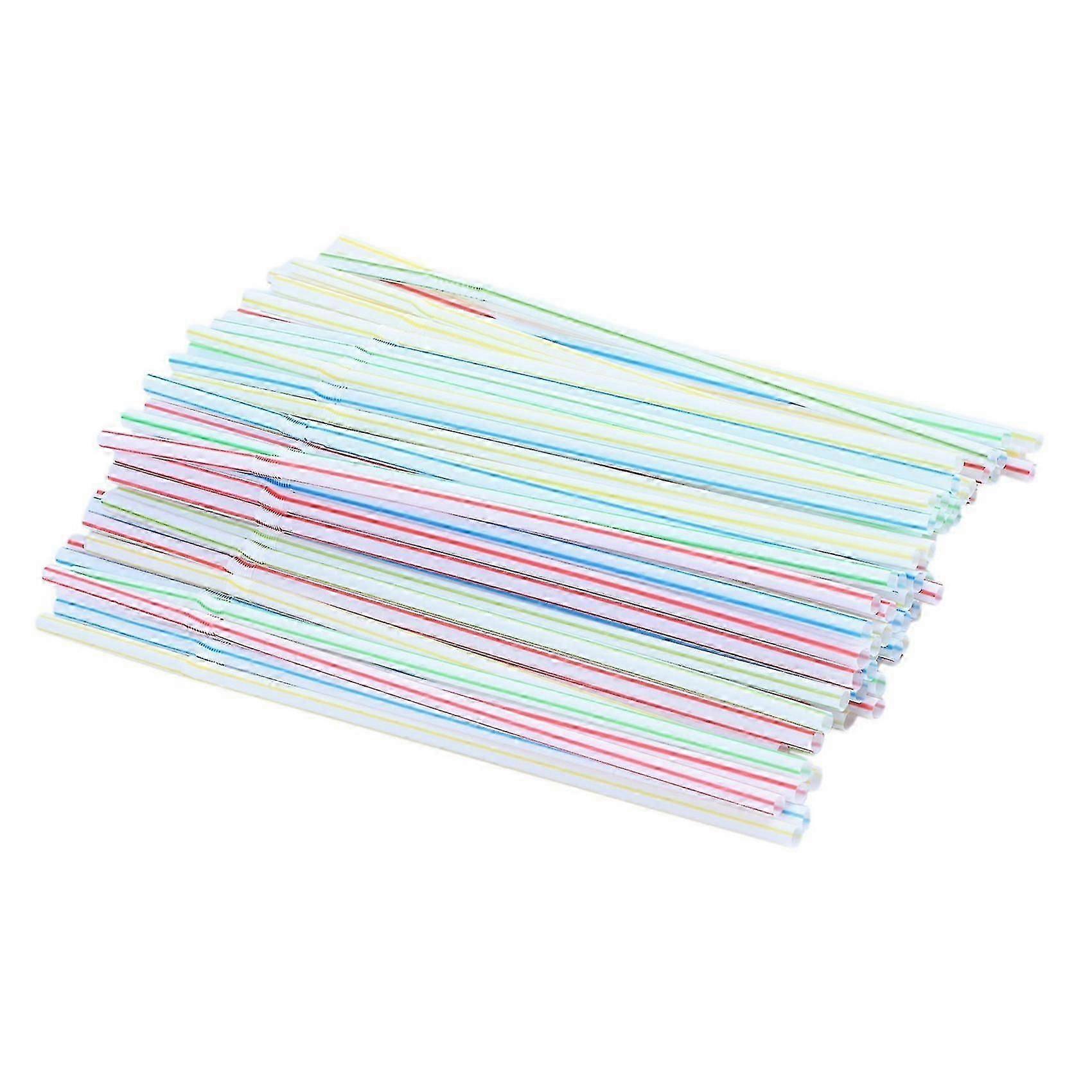 100pcs Disposable Flexible Straws Plastic Drinking Supplies