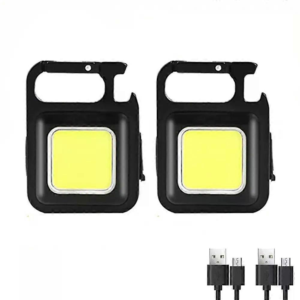 New LED Small Rechargeable COB Keychain Flashlights Portable Emergency Lamps Strong Magnetic Repair Work Outdoor Camping Light