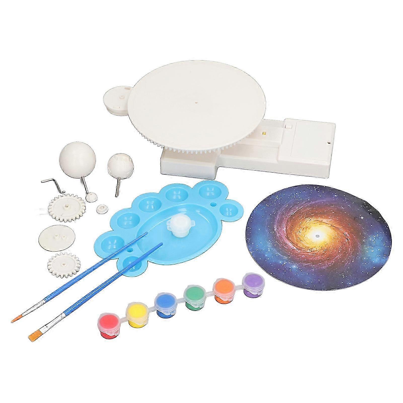 2 In 1 Diy Solar System Three Planets Stereoscopic Assembling Toys Paint Solar System Set