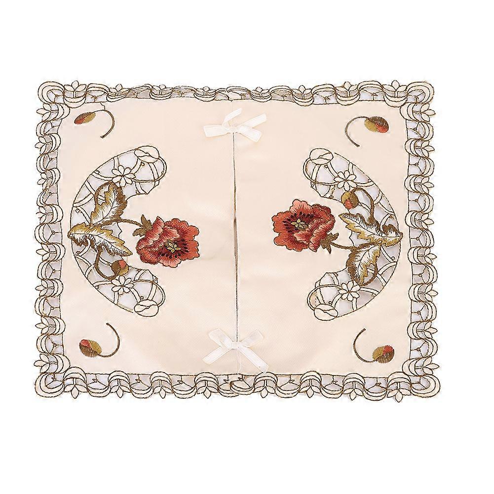 Square Shape Polyester Tissue Box Cover - Elegant Embroidery Design for Home Decor, Decorative Holder, Size and Color Options Available