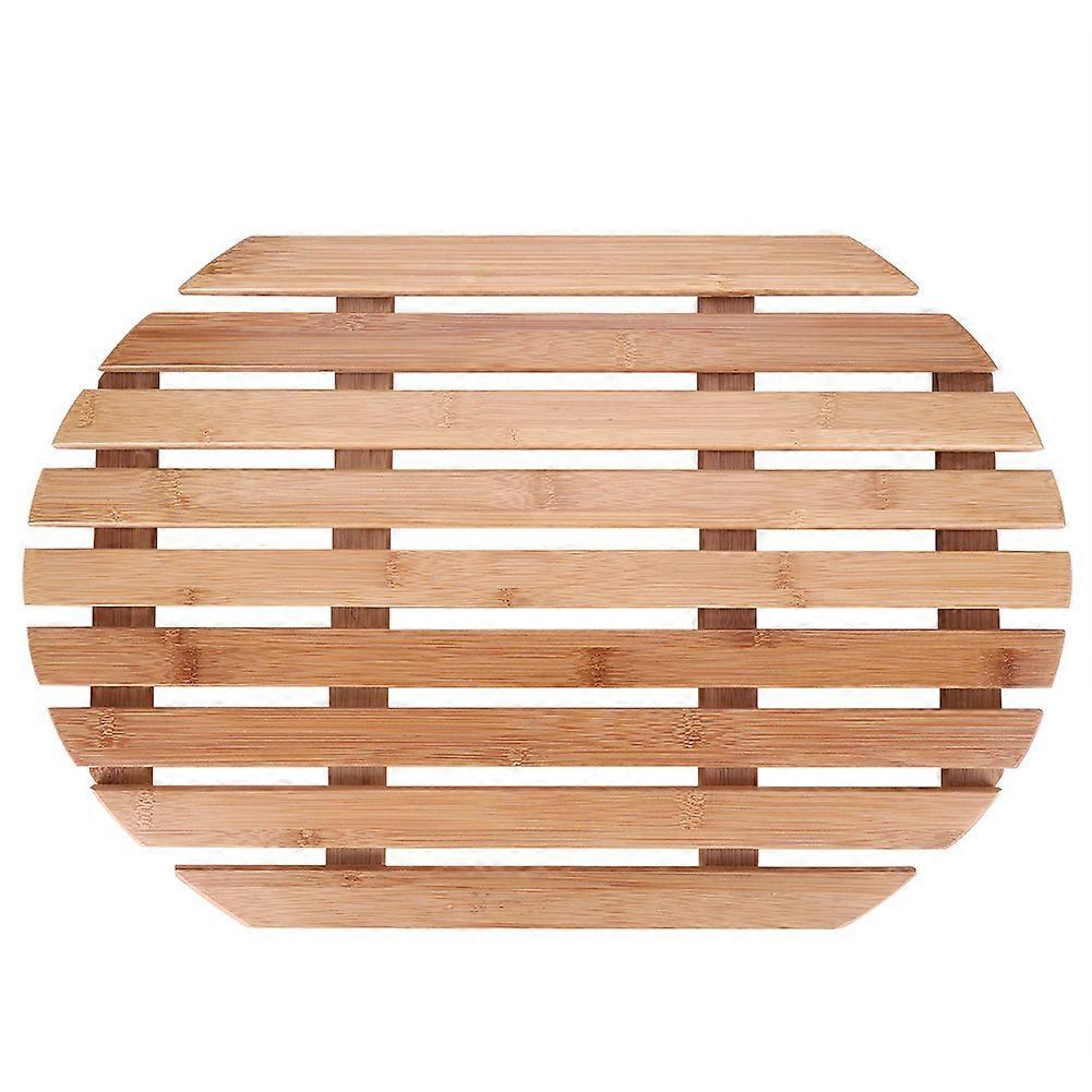 Slip-Proof Oval Bamboo Mat - Comfortable Cushion for Bathroom, Exquisite Design, Durable and Practical, Non-Slip Surface