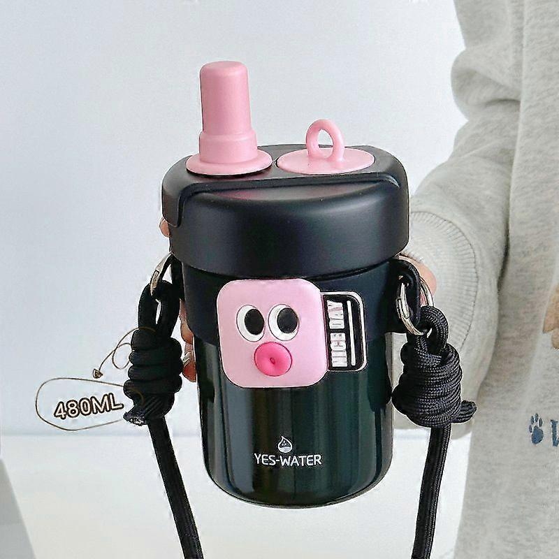 16oz Stainless Steel Vacuum Insulated Water Bottle,Leakproof,BPA Free-Black