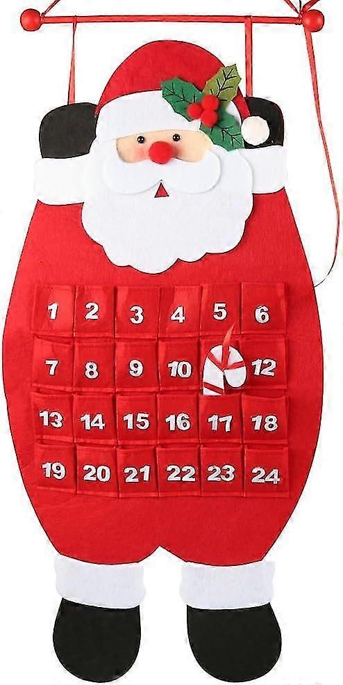 Santa Christmas Advent Calendar, 3D Felt Hanging Advent Calendar Reusable Countdown to Christmas Calendar for Kid