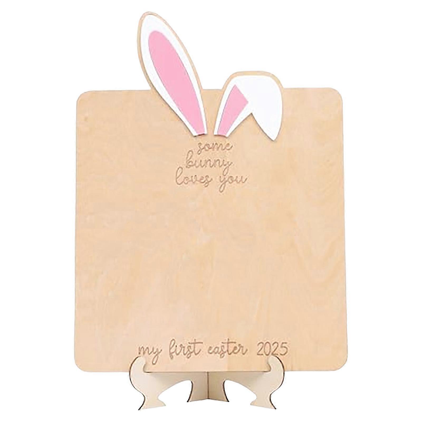 Easters Milestones DIY Footprint Handprint Wood Board for Baby's First Easters Keepsakes and Holiday Desktop Decoration