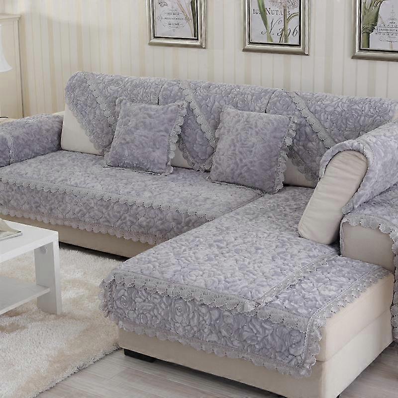 High End European Rose Flannel Sofa Winter Thickened Anti Slip Sofa Cover